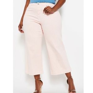 Pink printed stripe gaucho jeans